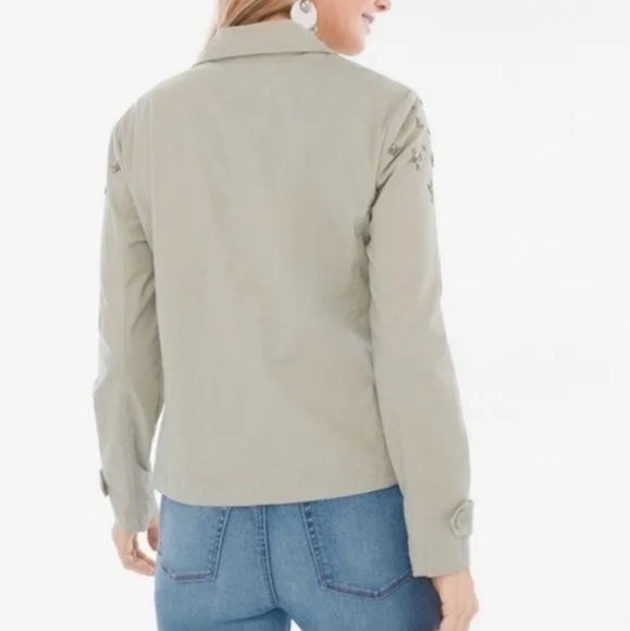 CHICO'S Green Beaded Utility Jacket - Picture 2 of 7